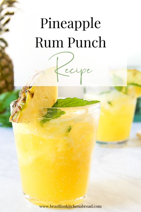 Brazilian Pineapple, Pineapple Rum Punch, Pineapple Cocktail Recipes, Rum Punch Recipe, Rum Punch Recipes, Pineapple Cocktail, Pineapple Drinks, Pineapple Rum, Pineapple Recipes