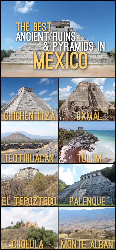 Heading to Mexico? Make sure to visit its amazing archaeological sites. Here is a list of some of the best ancient ruins and pyramids in Mexico. Mexico Travel Guides, Visit Mexico, México City, Mexico Vacation, Cancun Mexico, Ancient Ruins, Cozumel, Archaeological Site, North America Travel