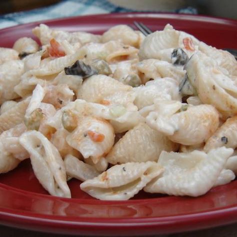 Jungle Jim's Shrimp and Pasta Salad | Taming Frenzy Jimmy Buffet Pasta Salad, Shrimp And Pasta Salad, Shrimp And Pasta, Recipe For Shrimp, Jimmy Buffet, Shrimp Salad, Shrimp Recipes, Family Favorites, Pasta Salad