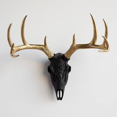 Near and Deer Faux Taxidermy Native American Carving Deer Skull Wall Mount, Black/Gold : Amazon.co.uk: Home & Kitchen Deer Skull Wall Mount, Deer Craft, Antler Diy, Victorian Taxidermy, Buck Skull, Witchy Christmas, Animal Mounts, Taxidermy Decor, Drywall Anchor