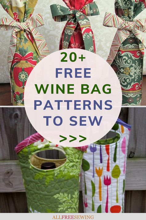 Fabric Wine Bottle Bag, Wine Bag Pattern, Fabric Wine Bags, Wine Carrier Bag, Bag Sewing Patterns, Holiday Wine Bottles, Carrier Pattern, Wine Bottle Gift Bag, Wine Bottle Carrier