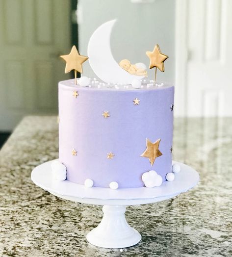 15 Precious Girl Baby Shower Cakes - Find Your Cake Inspiration To The Moon And Back Cake, Two The Moon Birthday Party Girl Cake, Two The Moon Birthday Cake Girl, Over The Moon Cake Ideas, Lavender Baby Shower Cake, Moon Themed Cake, Lavender Birthday Cake, Purple Baby Shower Cake, Two The Moon Cake