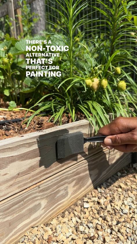 Nontoxic Garden Bed Stains To Preserve Wood. If you have considered painting your raised garden beds, but hesitant of toxic paint near… | Instagram Painted Garden Beds, Painted Raised Garden Beds, Wooden Garden Boxes, Wood Raised Garden Bed, Stain Wood, Concrete Sealer, I Am Thankful, Garden Boxes, Garden Bed