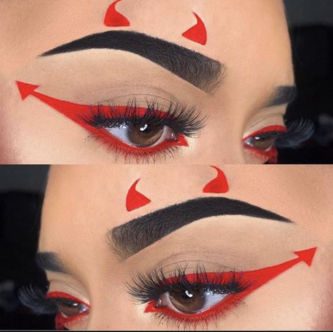 Halloween devil eyeliner look Devil Eyeliner, Bat Makeup, Carnaval Make-up, Devil Makeup, Clear Brow Gel, Halloween Makeup Pretty, Dipbrow Pomade, Face Painting Easy, Makeup Stuff