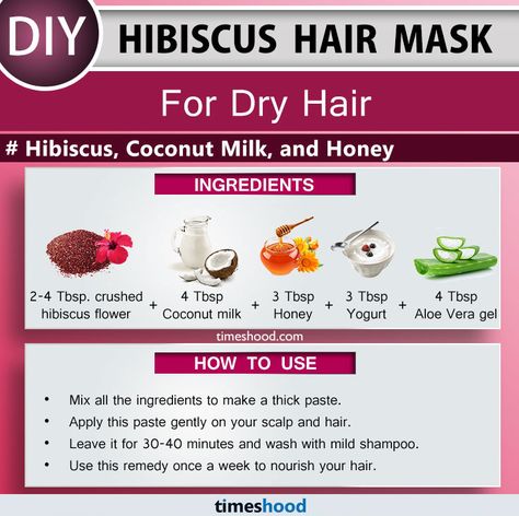 Hibiscus Hair Mask, Hair Color Red Highlights, Dry Hair Remedies, Diy Hair Conditioner, Tips For Dry Hair, Hibiscus Hair, Hair Mask Diy, Hair Problem, Honey Diy