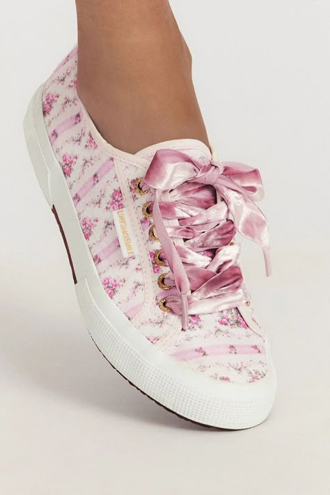 Superga Sneakers, Love Shack Fancy, Girly Accessories, Velvet Lace, Sweet Summer, Rilakkuma, Pink Shoes, Classic Shoes, Classic Sneakers