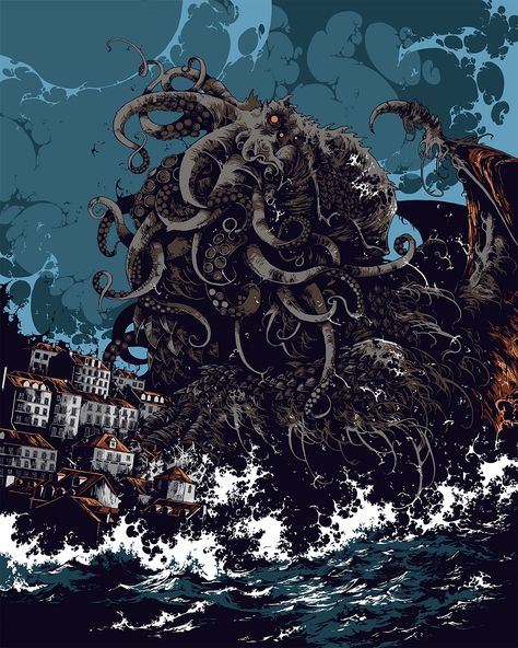 The Great Old One by Ivan Belikov Ivan Belikov, Lovecraft Mythos, Horror Inspiration, Great Old One, Elder Gods, Tentacle Art, Weird Fiction, Lovecraftian Horror, Hp Lovecraft