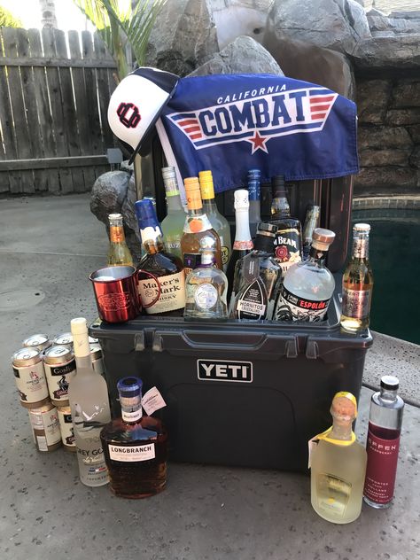 Baseball Fundraiser | Alcohol Basket | Yeti Basket Yeti Cooler Gift Basket Ideas, Yeti Cooler Raffle Basket Ideas, Liquor Wagon Fundraiser, Yeti Raffle Basket Ideas, Yeti Cooler Gift Basket, Alcohol Raffle Basket Ideas, Yeti Gift Basket Ideas, Cooler Raffle, Yeti Gift Basket