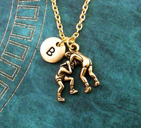 Wrestling Necklace, Gold Wrestler Necklace, Wrestling Jewelry, Wrestling Gift, Wrestlers Necklace, W Wrestler Gift Ideas, Senior Night For Wrestlers, Wrestling Centerpiece Ideas, Gifts For Wrestlers, Wrestling Banquet Ideas, Wrestling Party Ring, Ring Gear Wrestling, Wrestling Aesthetic, Wrestling Keychain