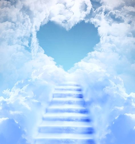 In Loving Memory Background, Heavens Gate, Cloud Artwork, Heart Cloud, Heaven Wallpaper, Stairs To Heaven, Background Heart, Blue Sky Wallpaper, Heaven's Gate