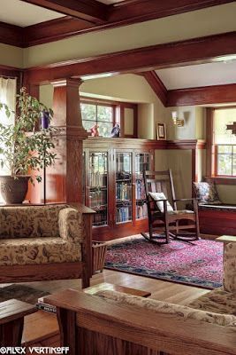 How to Add Craftsman Character to Your Modern-Day Home – Welsh Design Studio Craftsman Vaulted Ceiling, Craftsman Style Decor, Craftsman Living Rooms, Craftsman Style Interiors, Craftsman Interiors, Craftsman Living Room, Craftsman Decor, Craftsman Interior, Craftsman Bungalow