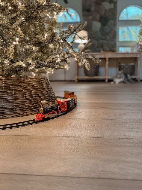 So excited about this train set for under the tree! The lights and steam are the perfect touch to Christmas magic. Little accents to make Christmas morning perfect. Holiday decorating ideas on a budget. Simple holiday decor for any space. Best budget Christmas tree. Most realisitic looking faux christmas tree with pre-lit lights. Kids christmas ideas for decorating and playing. Best christmas train set. Living room furniture decor and DIY from Comestayawhile. Learn fearless DIY projects Christmas Tree Under Decor, Under Christmas Tree, Train Around Christmas Tree Ideas, Christmas Train Around Tree, Train Under Christmas Tree Ideas, Christmas Tree With Train, Train Christmas Tree, Christmas Tree Train Ideas, Christmas Tree With Train Around It