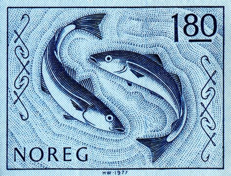 Norway Tattoo, Pollock Fish, طوابع بريد, Postage Stamp Design, Postage Stamp Art, Retro Graphics, Vintage Postage Stamps, Deep Sea Fishing, Vintage Postage