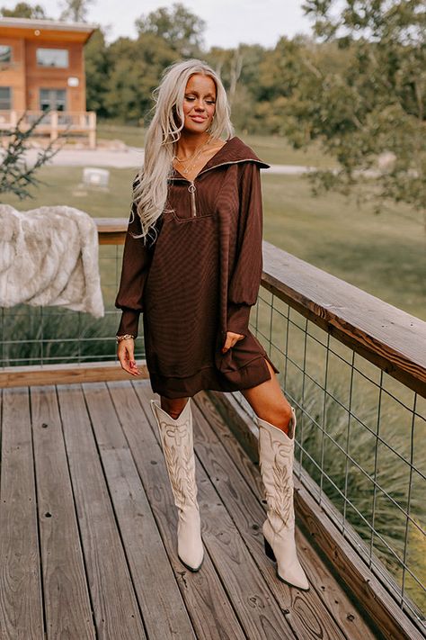 Cafe Meet Up Ribbed Mini Dress Beige Long Sleeve Dress, September Style, Drinks With Friends, Country Clothes, September Fashion, Beige Long Sleeve, Brimmed Hat, Ribbed Mini Dress, Trendy Fall Outfits