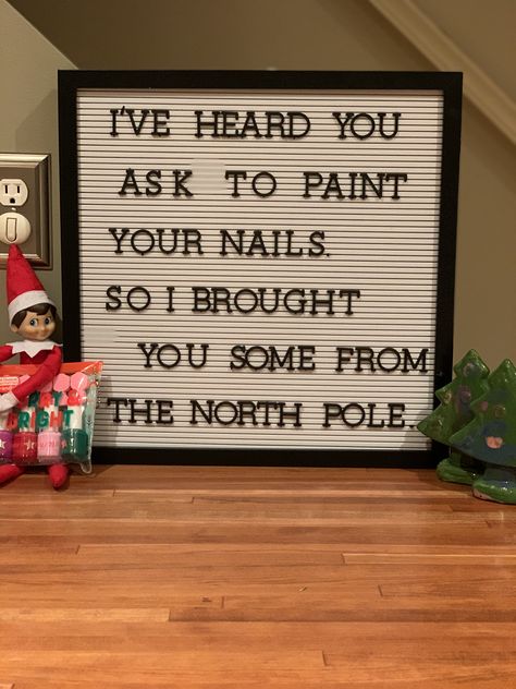 Elf Fun, Shelf Ideas, On The Shelf, Elf On The Shelf, You Nailed It, Light Box, Elf, Acrylic Nails, Nail Polish