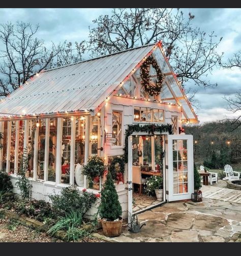 She Shed Decorating Ideas, Small Stone Cottage, Storybook Gardens, Garden Shed Interiors, Victorian Greenhouses, Outdoor Greenhouse, Greenhouse Interiors, Home Greenhouse, Summer Backyard