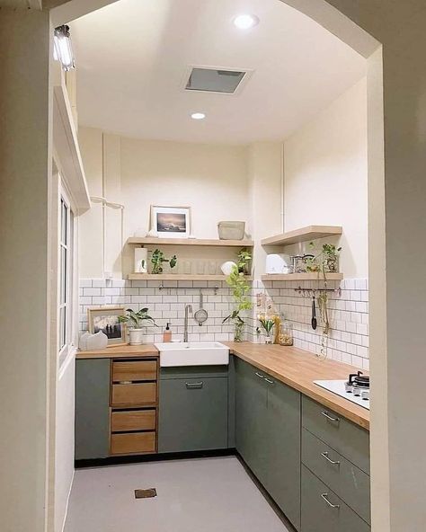 Inspirasi Dapur Aesthetic, Dapur Aesthetic Simple, Model Kitchen Design, Hiasan Dalaman Dapur, Dapur Moden, Kitchen Design Small Space, Tiny Kitchen Design, Model Dapur, Desain Pantry