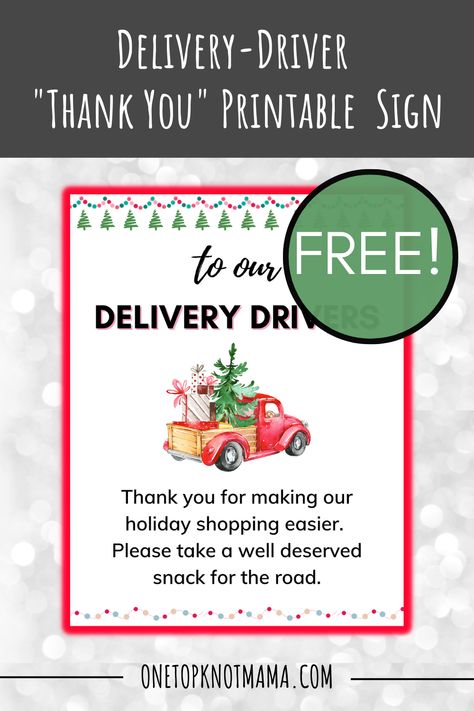 December 9, 2022 Looking for an EASY way to say thank you to those who visit your doorstep nearly everyday this time of year? I've created a FREE holiday Delivery Driver Thank You printable sign for you to use every Christmas season to show your gratitude to those who make your life a little easier. THANK YOUR DELIVERY Looking for an EASY way to say thank you to those who visit your doorstep nearly everyday this time of year? I've created a FREE holiday Delivery Driver Thank You printable sign f Thank You Delivery Drivers Ideas, Holiday Delivery Thank You Printable, Thank You Delivery Drivers Printable Free, Delivery Driver Thank You Printable, Sign For Delivery Drivers Printable, Christmas Delivery Driver Thank You, Thank You Sign For Delivery Drivers, Thank You For Delivery Drivers, Thank You Delivery Drivers