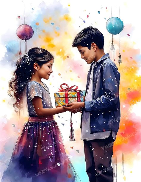 Raksha Bandhan, brother and sister celebrating, anime illustration Indian Rakhi festival Rakhi Background Wallpaper, Raksha Bandhan Poster, Raksha Bandhan Wallpaper, Illustration Indian, Rakhi Festival, Poster Images, Creative Branding Design, Rakhi Design, Warriors Wallpaper