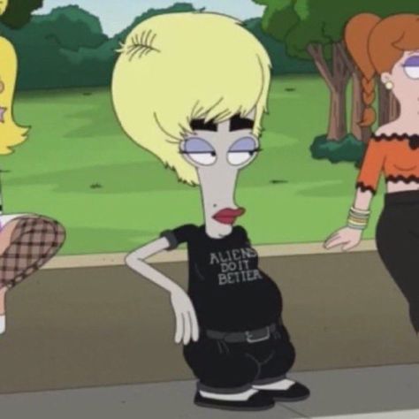 Roger Smith Tattoo, Roger Pfp, Cartoon Rockstar, Roger From American Dad, American Dad Alien, Blonde Cartoon Characters, Roger American Dad, Roger The Alien, Blingee Emo