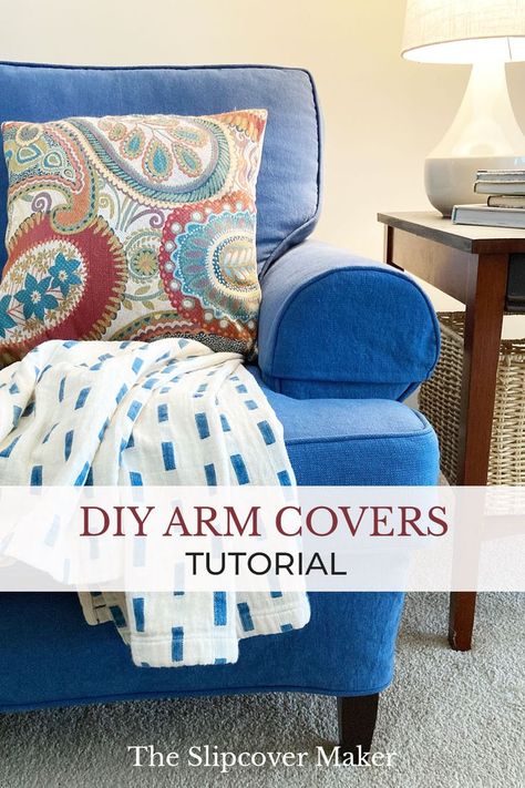 Diy Couch Arm Covers, Couch Arm Covers, How To Make Sofa, Upholstered Chairs Diy, Sofa Arm Covers, Diy Chair Covers, Diy Furniture Upholstery, Sewing Chair, Armrest Covers