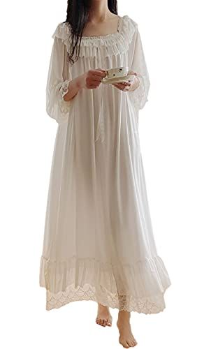 Airvid Women's Lace Vintage Victorian Nightgown Long Sleeve Sleepwear Nightdress Medieval Pajamas, Victorian Pajamas, Nightgown Long, Body Human, Victorian Nightgown, Pajamas Long Sleeve, Trendy Date Night Outfit, Date Night Outfit Ideas, Romantic Life