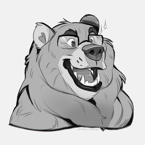 Headshot Sketch, Bear Character Design, Bri On Twitter, Bear Sketch, Drawing Cartoon Faces, Bear Drawing, Bear Character, Bear Art, Creature Concept Art