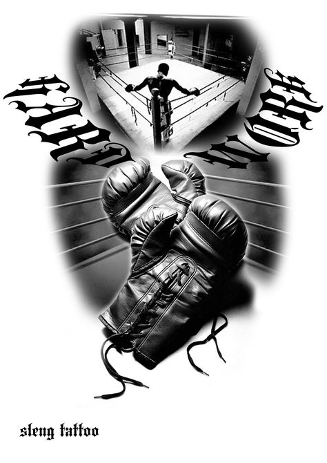 Boxing Gloves Tattoo, Boxer Tattoo, Muay Thai Tattoo, Boxing Tattoos, Gangsta Tattoos, Boxing Posters, Thai Tattoo, Theme Tattoo, Sketch Tattoo Design