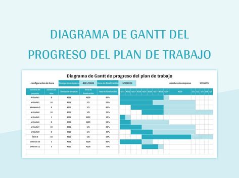 Diagrama De Gantt Del Progreso Del Plan De Trabajo Microsoft Excel, Microsoft