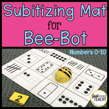 This subitizing mat for a BeeBot coding robot is a great way to combine coding and number sense skills.  #justteachy #subitizing #kindergarten Subitizing Kindergarten, Bee Bot Activities, Bee Bot Mats, Bee Bots, Number Representation, Partner Games, Class Games, First Grade Classroom, Number Sense