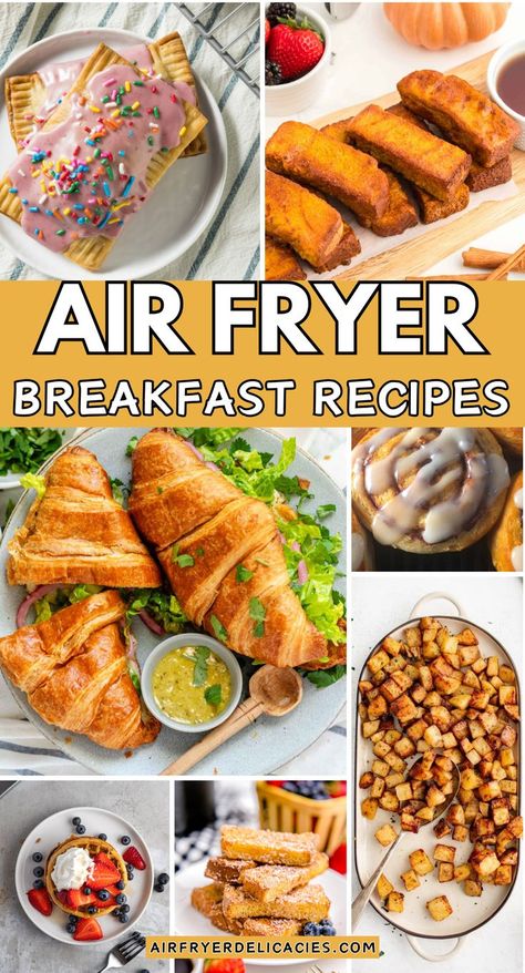 Quick collection of easy breakfast ideas made in the air fryer. More than 40 options Easy Savoury Breakfasts, Breakfast Ideas Simple, Air Fryer Breakfast Recipes, Quick And Easy Breakfast Recipes, Airfryer Breakfast, Vegetarian Empanadas, Breakfast Recipe Ideas, Quick Breakfast Ideas, Low Fat Breakfast