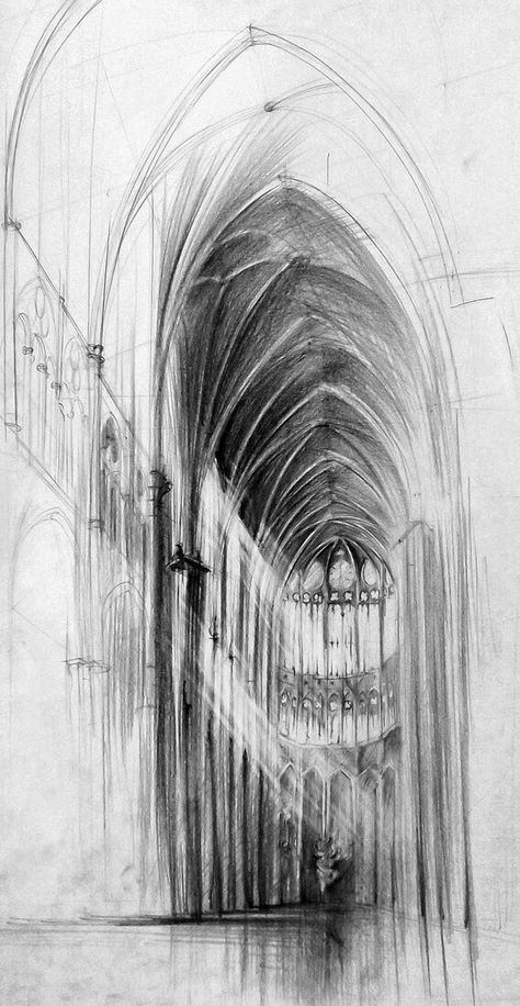 Gothic Architecture Drawing, Architecture Drawing Sketchbooks, Istoria Artei, Gothic Cathedrals, Building Drawing, Architecture Drawing Art, Architectural Sketch, Architectural Drawings, Gothic Architecture