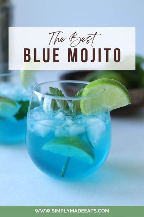 Blue Pitcher Cocktails, Blue Wedding Cocktails, Sea Themed Cocktails, Mama Mia Themed Drinks, Mama Mia Cocktail, Mamma Mia Cocktail Recipes, Mamma Mia Themed Drinks, How To Make A Mojito, Light Blue Cocktails