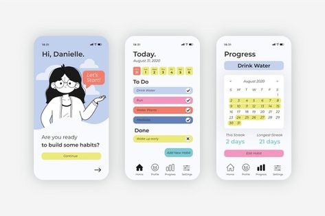 Habit App Design, Habit Tracking App, Task App, Goal App, Todo App, Habit App, Habit Tracker App, Goals And Habits, Progress Tracker