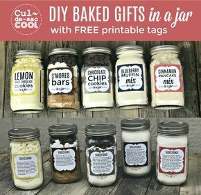 5 DIY Baked Gifts in a Jar with FREE Printable Recipe Tags — Part 2 | 16oz Mason Jar Cookie Recipe, Dessert Mix In A Jar, Fall Cookie Mix In A Jar, Food In Jars Gifts, Cookie Recipes In A Jar Gifts, Meal In A Jar Gifts, Baking In A Jar Gift, Diy Pancake Mix Gift In A Jar, Baking Mix In A Jar Gift