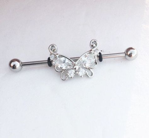 Ear Piercing Care, Industrial Bar Piercing, Bar Piercing, Piercing Industrial, Unique Ear Piercings, Industrial Piercing Jewelry, Jewelry Earings, Conch Jewelry, Heart Piercing