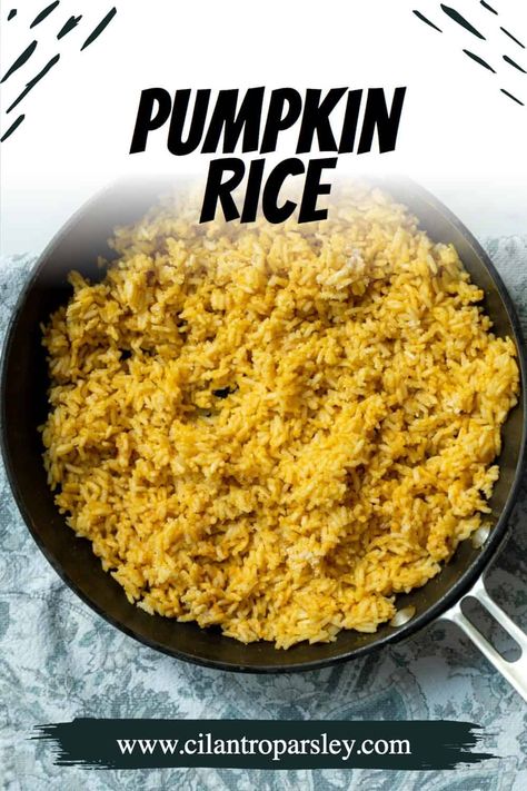 This Canned Pumpkin Rice Recipe with Coconut Milk is made with butter, rice, pumpkin puree, coconut milk, and simmered to perfection. Recipe With Coconut Milk, Healthy Family Dinner Recipes, Pumpkin Rice, Cilantro Parsley, Don't Overthink It, Healthy Family Dinner, Dinner Recipes Healthy Family, Don't Overthink, Recipes Rice