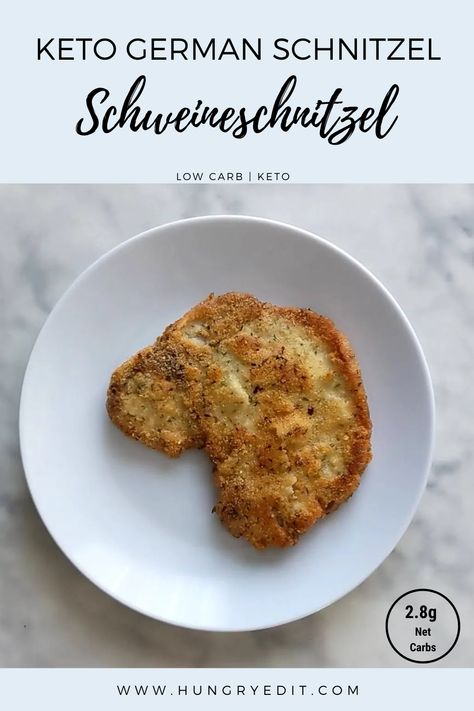 Our Keto German Schnitzel is made with pork cutlets and is breaded in a keto almond flour mixture. This recipe is an easy keto dinner! #glutenfree Keto Schnitzel Pork, Keto Pork Schnitzel Recipe, Gluten Free Schnitzel Recipe, Keto Turkey Cutlet Recipes, Keto Veal Cutlet Recipes, Keto Pork Cutlet Recipes, Keto German Recipes, Pork Sirloin Cutlets Recipe, Keto Schnitzel