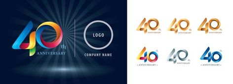 Forty years celebration anniversary logo... | Premium Vector #Freepik #vector #logo #ribbon #birthday #gold 40 Year Anniversary, Ribbon Logo, Twisted Ribbons, Birthday Gold, Anniversary Logo, 10 Anniversary, 40th Anniversary, Company Names, Georgia Tech Logo