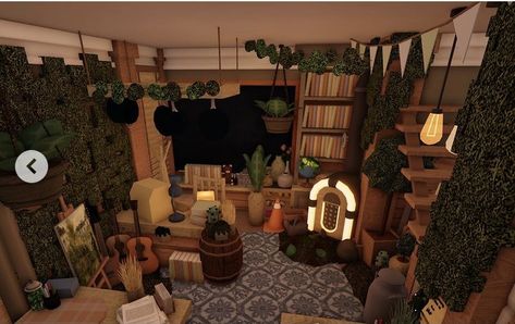 Bloxburg Bedroom Ideas Grunge, Cottagecore Room Bloxburg, Fairy Grunge Bloxburg House, Cottagecore Bloxburg House Interior, Bloxburg House Ideas Grunge, Bloxburg Grunge Bedroom, Hippie Bloxburg House, Grunge Bloxburg Room, Grunge Bloxburg House