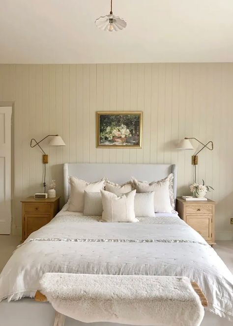 Tour a Renovated House in Cambridgeshire, England — Photos | Apartment Therapy Bed Rooms Design, Blue Floral Bedroom, Ikea Closet System, Shiplap Bedroom, Tan Bedroom, Cottagecore Bedroom, Bedroom Ideas For Couples, Aesthetic Bed, Rooms Design