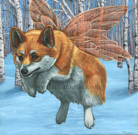 Fairy Dog Tattoo, Welch Corgi, Corgi Fairy Saddle, Corgi Digital Art, Corgi Fairy Art, Corgi Stuff, Corgi Fairy, Fairy Cartoon, Fairy Pets Fantasy Art