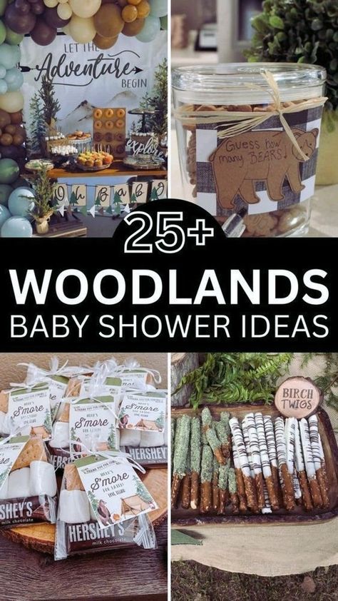 Explore the enchanting charm of a woodlands baby shower theme with our creative ideas. Perfect for any gender, this theme incorporates rustic touches, delightful woodland centerpieces, and a whimsical dessert table. Whether you're celebrating a little boy, girl, or keeping it neutral, these ideas will transport your guests into a magical forest retreat. Woodland Creatures Centerpieces, Rustic Boy Baby Shower Ideas, Evergreen Baby Shower Ideas, Rustic Baby Shower Ideas For Boys, Woodland Shower Ideas, Diy Woodland Baby Shower Decor, Woodlands Baby Shower Theme, Woodland Baby Shower Theme Centerpieces, Woods Baby Shower Theme