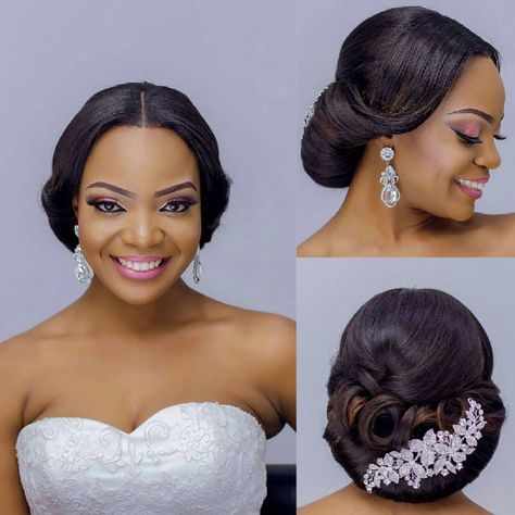 HAIRSTYLIST / BRIDAL DEITY 🇳🇬 on Instagram: “CENTRE PART GAME! 👏 Cute accessories from @myvelvetboxng on cute baby boo @opsydaisy28 💁💞💋 🎀 Hair by @tobbiestouch 🎀 Face beat by…” Nigerian Wedding Hairstyles, Black Bridal Hair, Hairstyles Lace Wig, Lace Front Styles, Blonde Bridal Hair, Bridal Hair Up, Curly Bridal Hair, Beautiful Bridal Hair, Side Swept Hairstyles