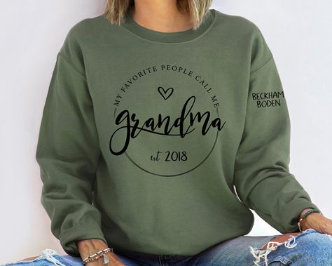 Personalized Grandma,Custom Pocket and Sleeve Sweatshirt,Personalized Grandma Crewneck, Grandmother Sweatshirt with Kids Name,Mom Sweatshirt by JinxeyDesigns on Etsy Great Grandma Sweatshirt Ideas, Grandma Vinyl Shirt, Grandparent Sweatshirt Ideas, Grandma Sweatshirt Ideas, Grandma Sweatshirts With Grandkids Names, Grandparents Sweatshirt, Grandma Sweatshirt, Idee Cricut, Mom Sweater