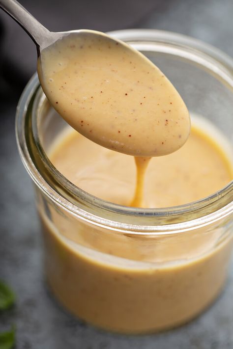 Jack Daniel's Honey Mustard - Made with honey, vinegar, brown sugar, eggs, flour, yellow mustard, whiskey, horseradish cream sauce | CDKitchen.com Keto Honey, Mayonnaise Recipes, Vegan Japanese Food, Mustard Recipes, Sweet Sushi, Tahini Dressing Recipe, Honey Mustard Recipes, Sushi Sauce, Vegan Japanese