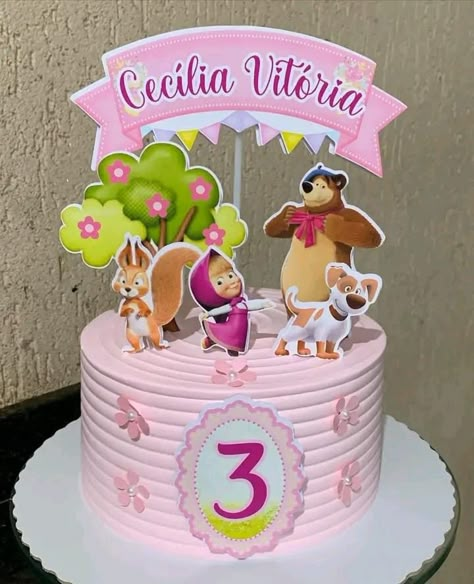 Marsha And Bear Cake, Masha And The Bear Cake Design, Masha Cake Birthday, Masha And The Bear Cake Birthday, Marsha And The Bear Cake, Masha Birthday Cake, Masha And The Bear Party Ideas, Masha And Bear Cake, Masha Cake