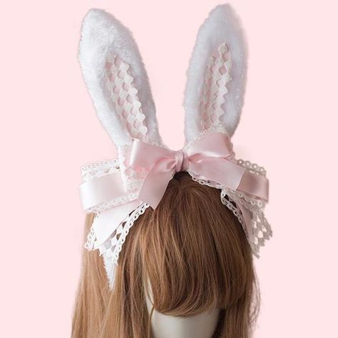 Color: Pink Red Pink Bunny Ears, Cosplay Cute, Hair Clasp, Bunny Ears Headband, Party Hair Accessories, Harajuku Fashion Street, Bunny Outfit, Kawaii Accessories, Lace Bows