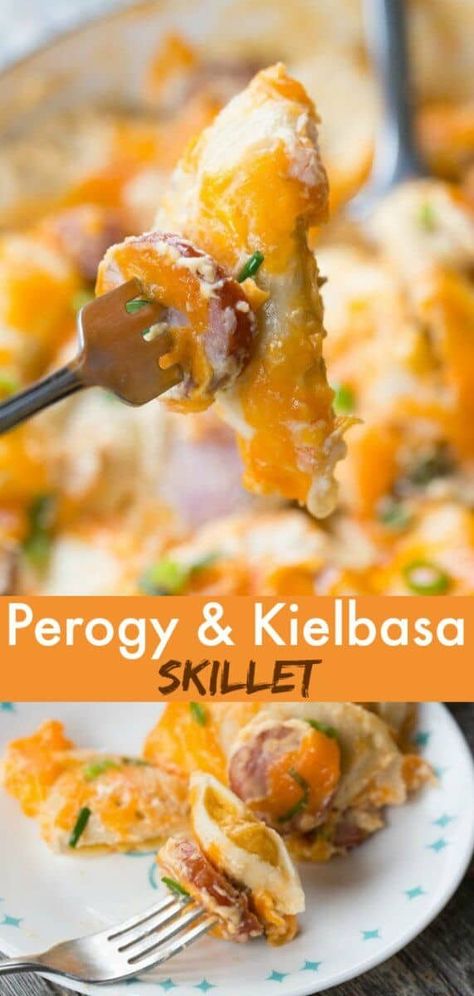 Perigee Sauce, Kelbasa And Perigees, Perigee And Kielbasa, Side Dishes For Perogies, Perigee And Sausage, Kielbasa And Pierogies Skillet, Perigees Recipes, Sausage And Perogies Casserole, Kielbasa Pierogi Casserole