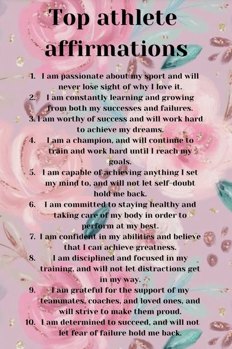 affirmation for athletes I believe, I can, I confirm and approve Cheerleading Affirmations, Positive Sport Affirmations, Quotes For Athletes Confidence, Positive Sports Affirmations, Softball Affirmations, Positive Dance Affirmations, Cheer Affirmations, Positive Athlete Affirmations, Daily Affirmations For Athletes